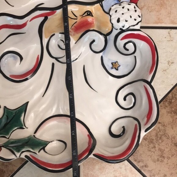 Merry Santa clay art 2003 dip platter bowl Santa - Picture 11 of 12